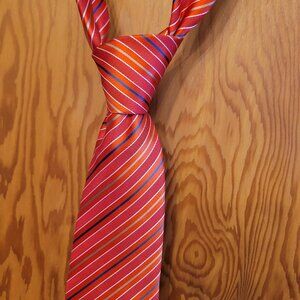 Creazioni Tucci Firenze 100%‎ Silk Tie — Red Orange Regimental Stripe — Italy